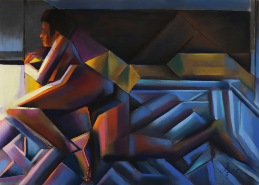 Geometric Woman Reflects by Corné Akkers — canvas wall art