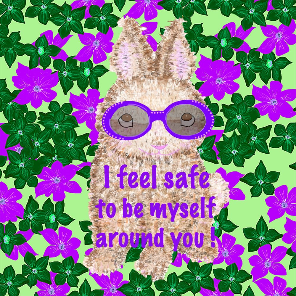 Cute Bunny Safe Quote by Lynnda Rakos — canvas wall art