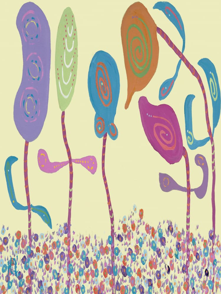 Colorful Whimsical Flowers by Helen Joynson — canvas wall art