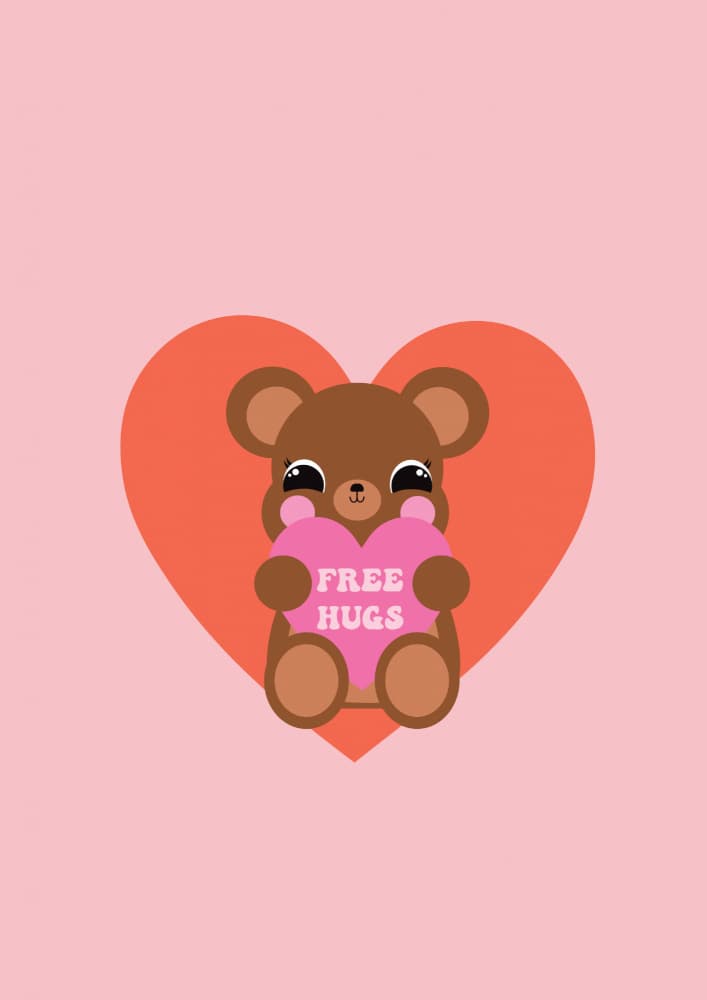 Cute Bear Free Hugs by Aislinn Simmonds — canvas wall art