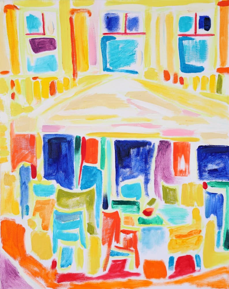 Colorful City Cafe by Tamara Jare — canvas wall art