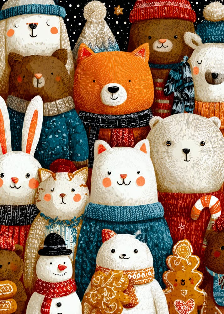 Cozy Winter Animals by Justyna Jaszke — canvas wall art