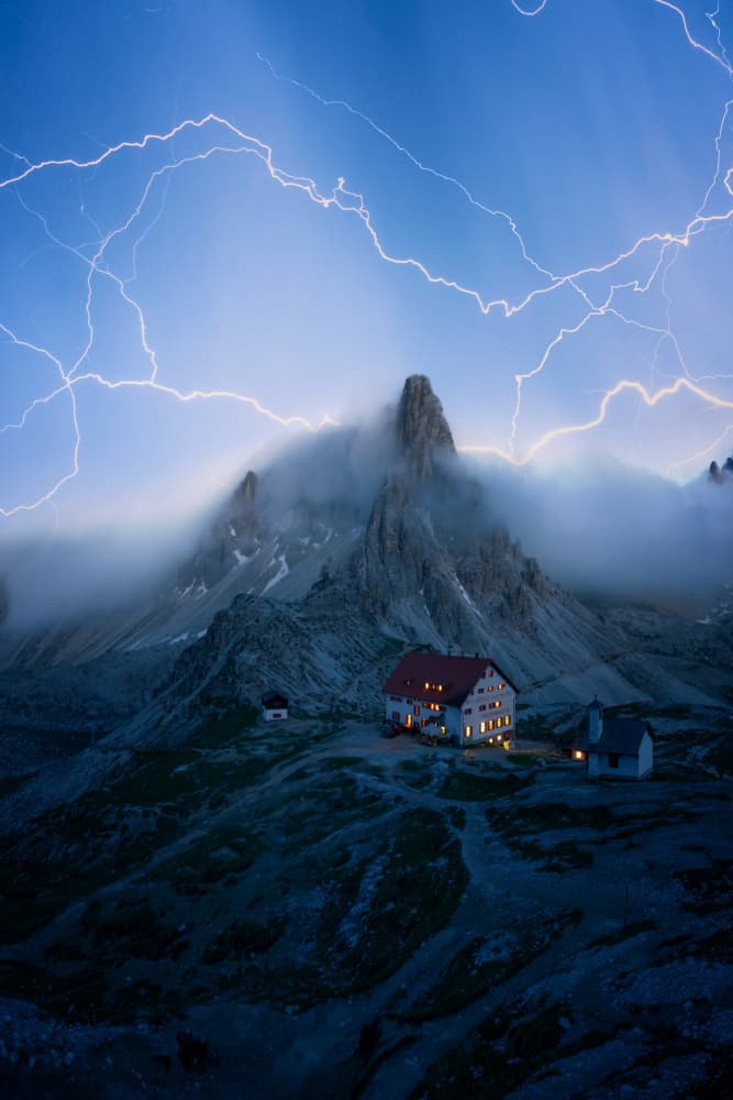 Dramatic Mountain Lightning by David Martin Castan — canvas wall art