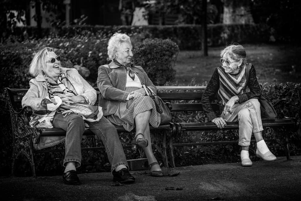 Park Bench Laughter by Tom Baetsen - xlix.nl — canvas wall art