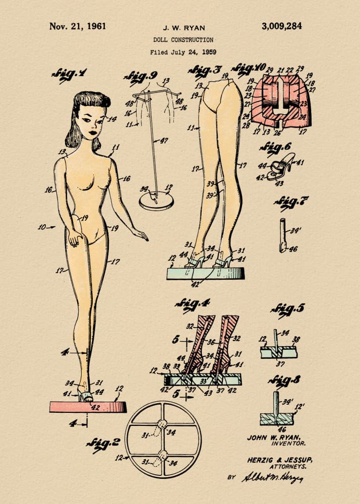 Vintage Doll Patent Design by Andreas Magnusson — canvas wall art