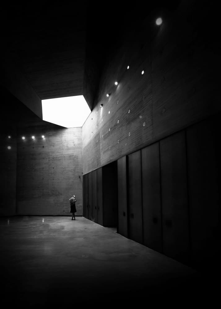 Solitary Figure Concrete Hall by Jorge Pimenta — canvas wall art