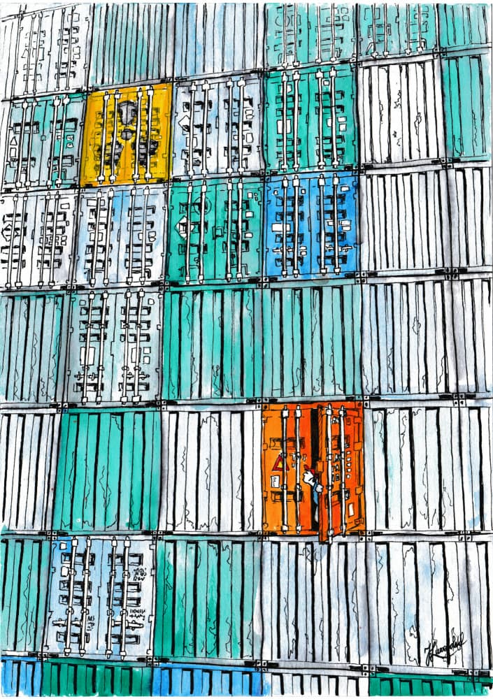 Colorful Container Discovery by Johan Liewendahl — canvas wall art