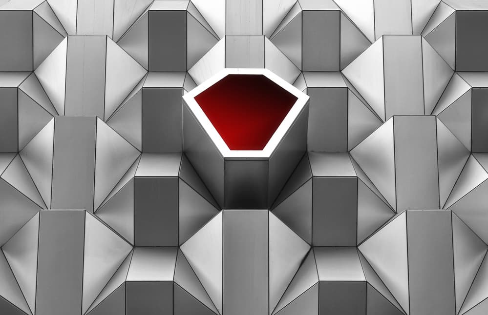 Modern Geometric Red Hexagon by Hans-Wolfgang Hawerkamp — canvas wall art
