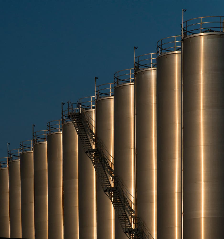 Golden Industrial Silos by Jef Van den Houte — canvas wall art