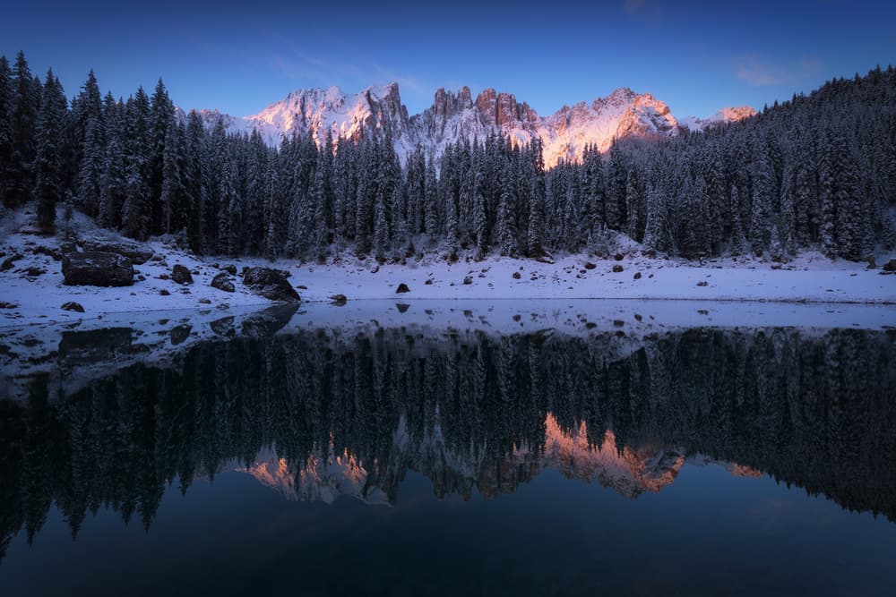 Snowy Mountain Reflection by Juan Pablo de Miguel — canvas wall art