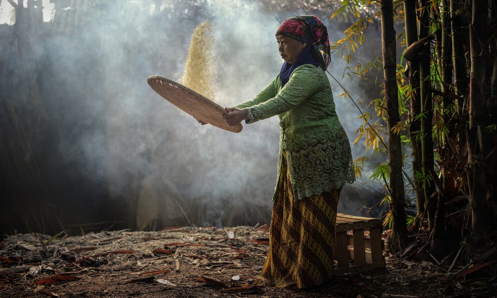 Traditional Rice Winnowing by Fahmi Bhs — canvas wall art