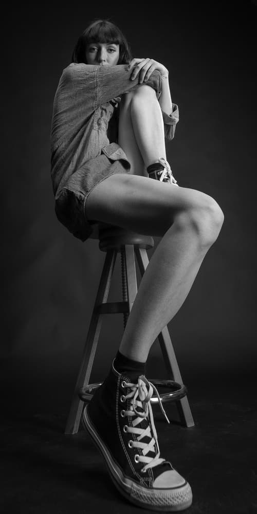Young Woman Studio Portrait by Thierry Lagandré (Transgressed Light) — canvas wall art