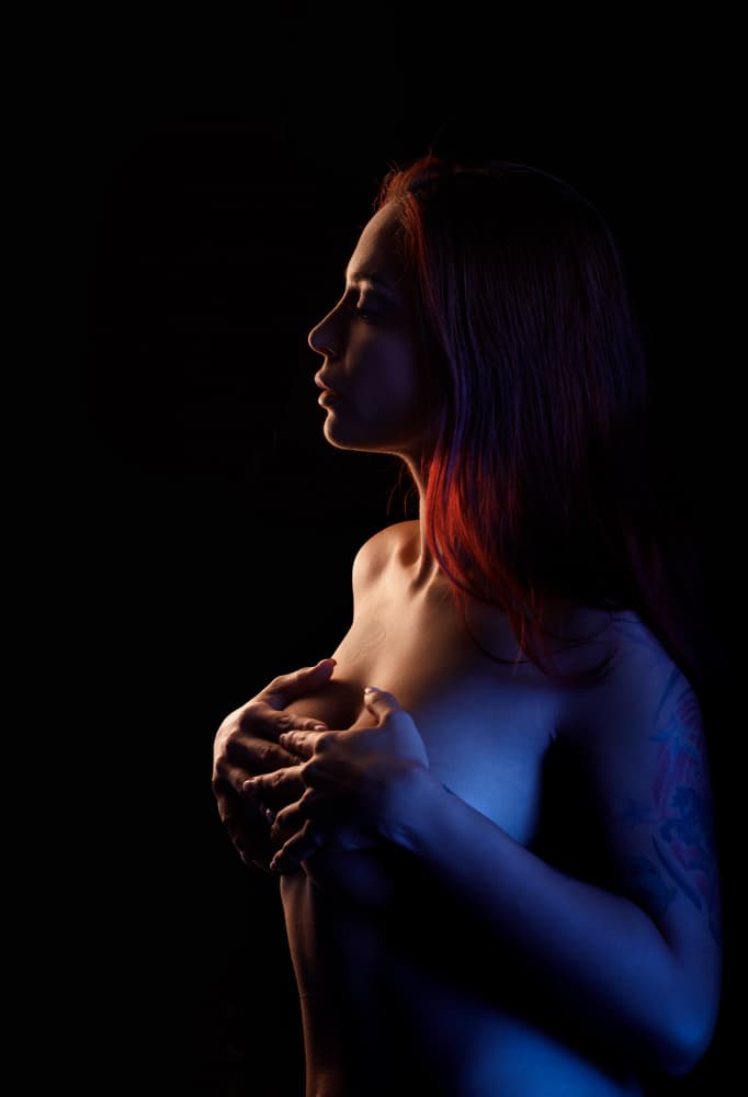 Sensual Profile Red Glow by Sharon Levy — canvas wall art