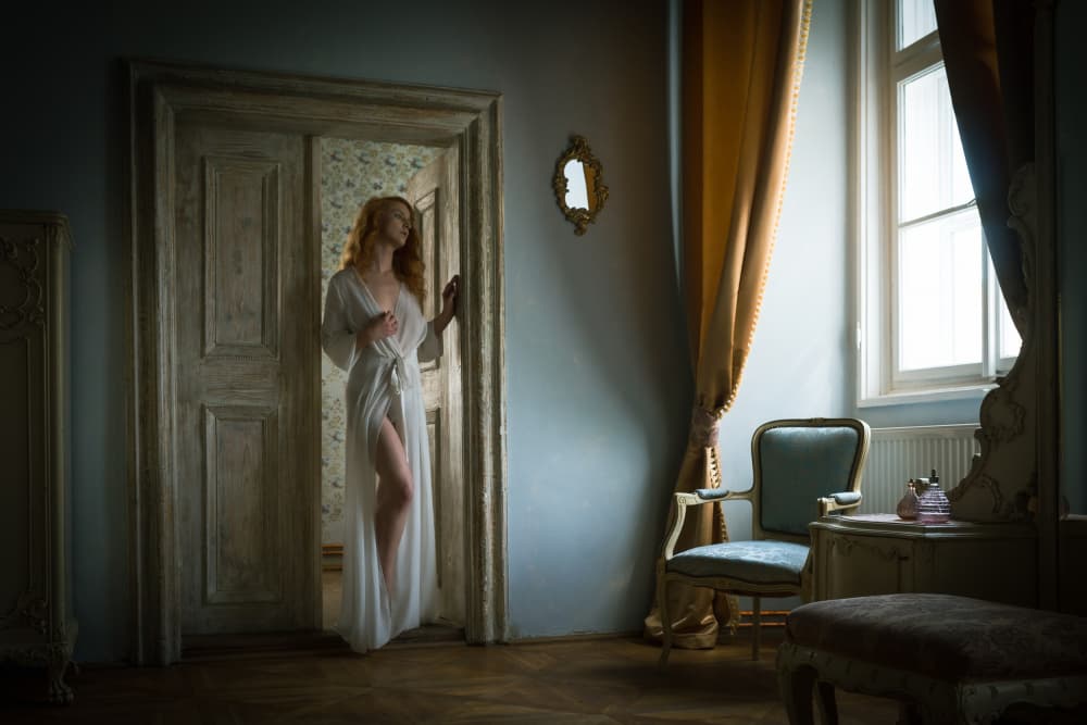 Elegant Woman in Doorway by Ruth Franke — canvas wall art