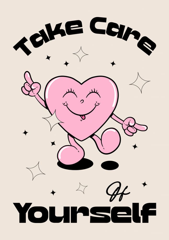Happy Self Care Heart by Alina Shulhouskaya — canvas wall art