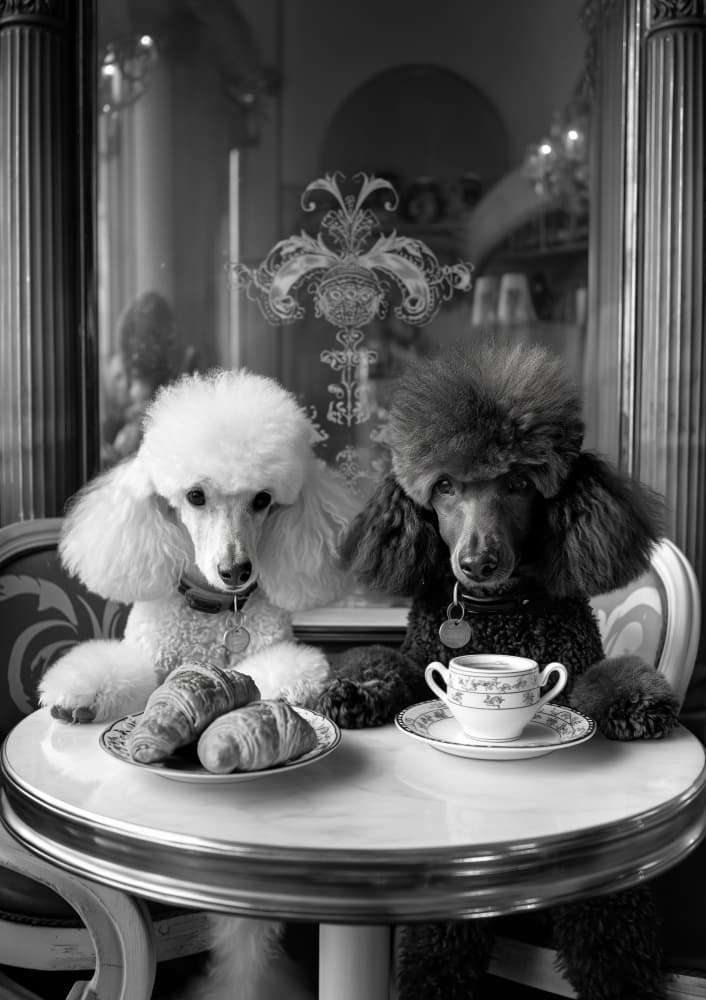 Chic Poodle Breakfast by Niky Rahner — canvas wall art