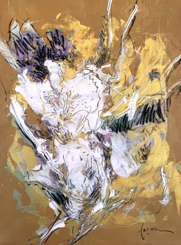 Golden Floral Bloom by Dorothy Fagan — canvas wall art