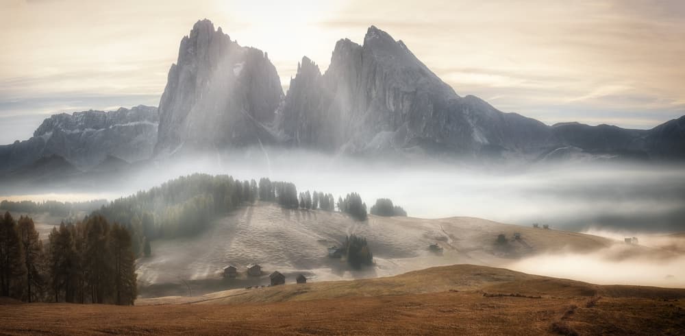 Sunlit Mountain Mist by Stan Huang — canvas wall art
