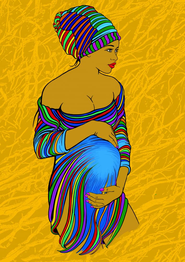 Colorful Maternity Portrait by Carlo Kaminski — canvas wall art