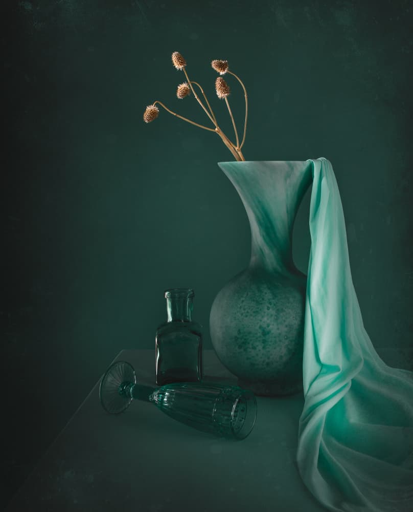 Elegant Teal Still Life by Margareth Perfoncio — canvas wall art