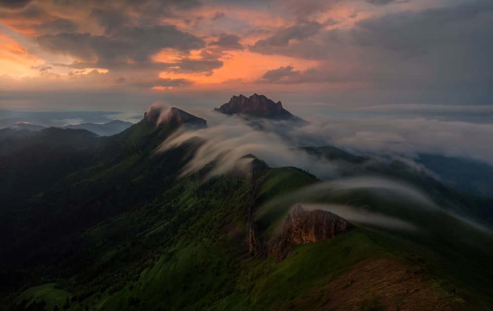 Dramatic Mountain Clouds by Valeriy Shcherbina — canvas wall art
