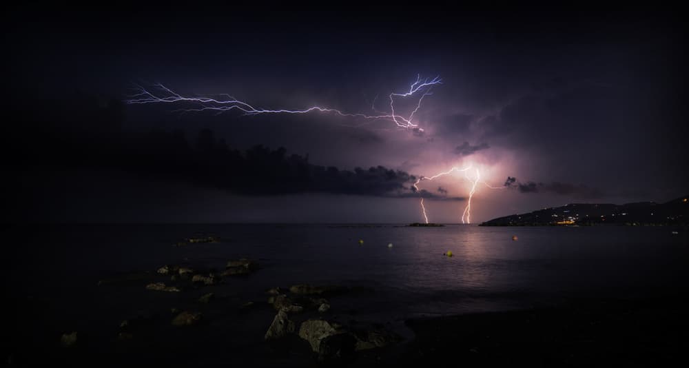 Dramatic Ocean Lightning by Antonio Grambone — canvas wall art
