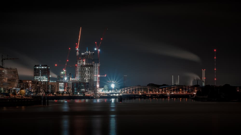 Industrial City Night View by Jürgen Muß — canvas wall art