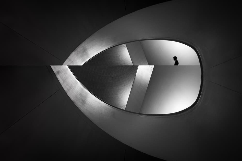 Lone Figure Abstract Space by Jacqueline Hammer — canvas wall art