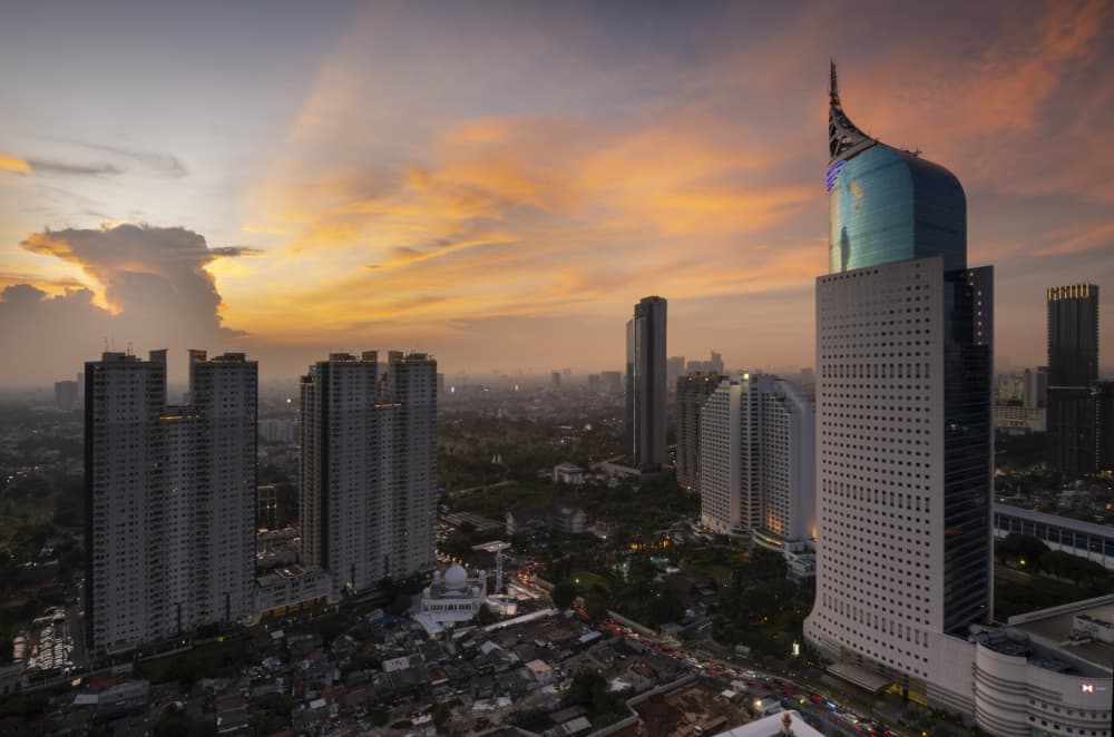 Golden Urban Sunset by Rawisyah Aditya — canvas wall art