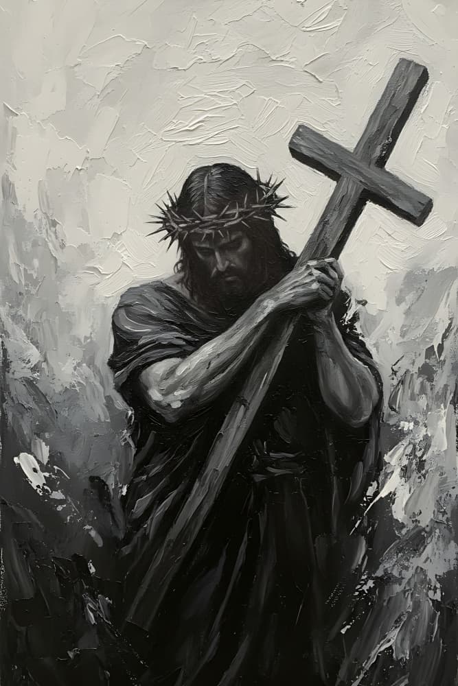 Jesus Carrying Cross by HUGO — canvas wall art
