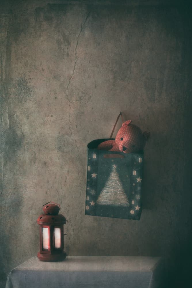 Christmas Bear Lantern by Delphine Devos — canvas wall art