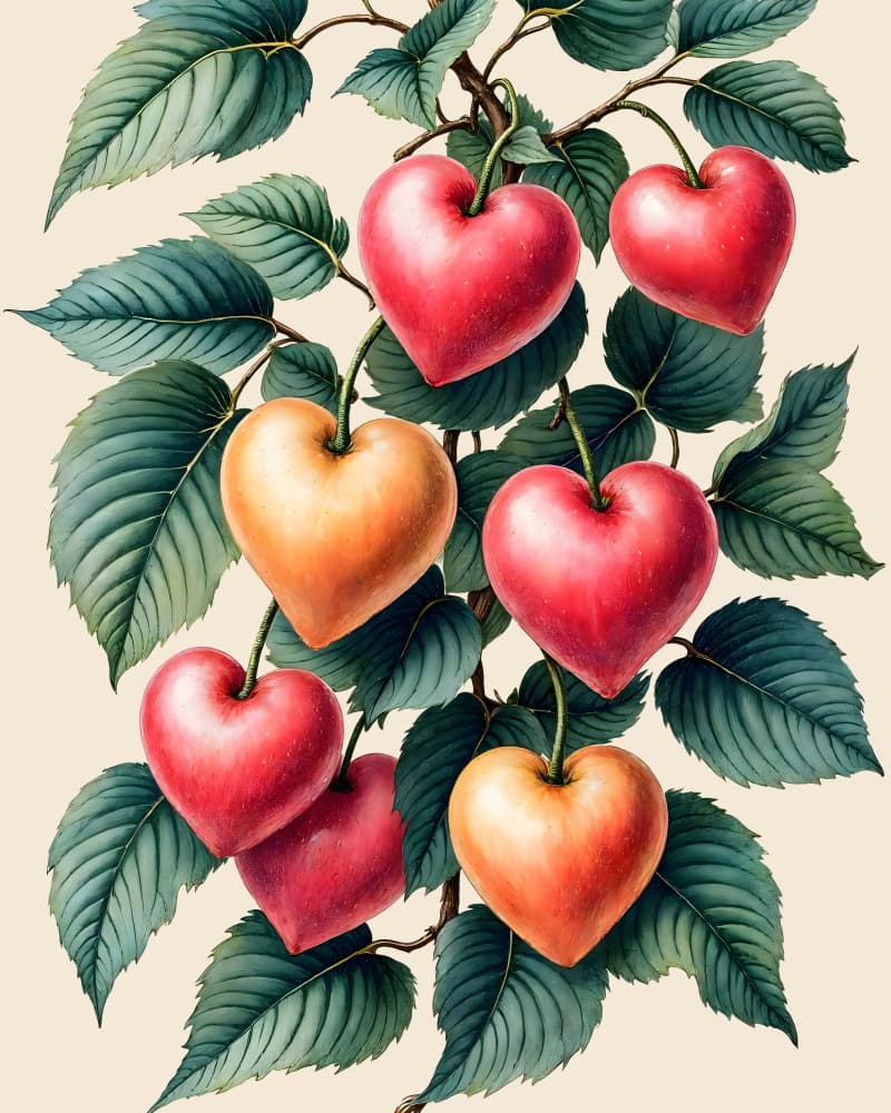 Sweet Heart Fruit Branch by Uma Gokhale — canvas wall art