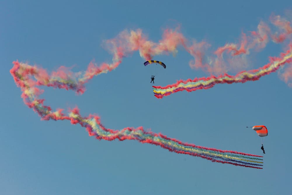 Spanish Flag Skydiving by Shin Woo Ryu — canvas wall art