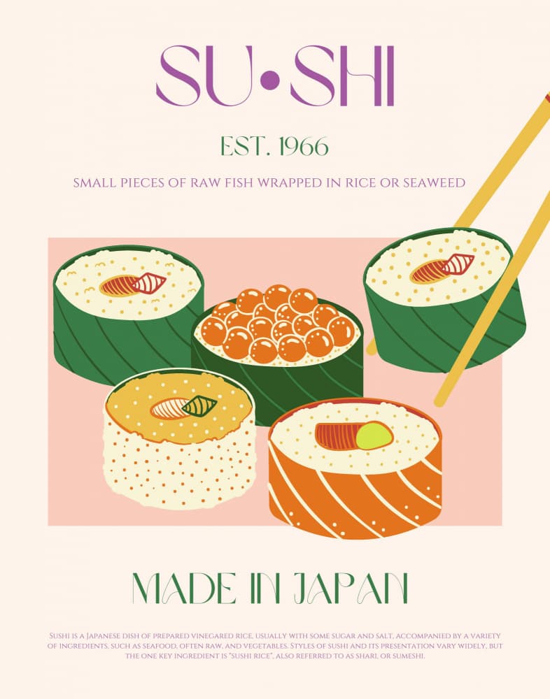 Delicious Japanese Sushi by Nazma Khokhar — canvas wall art