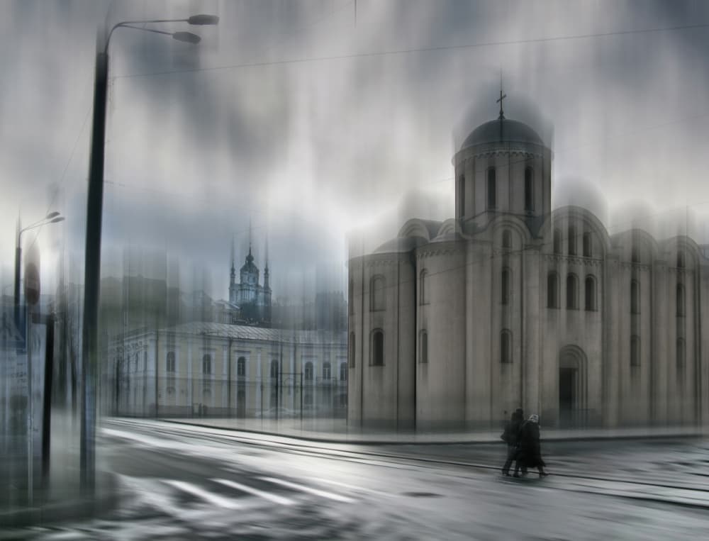 Rainy City Blur by Alexander Kiyashko — canvas wall art