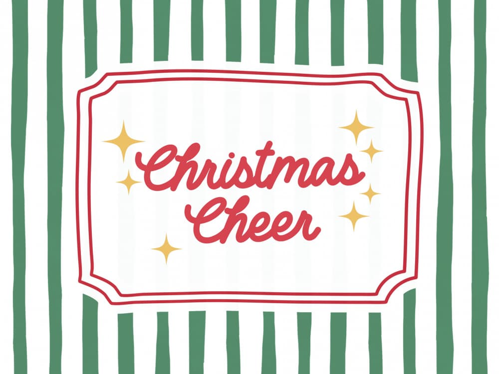 Christmas Cheer - Red Text - Green Stripes by Jolly and Dash — canvas wall art