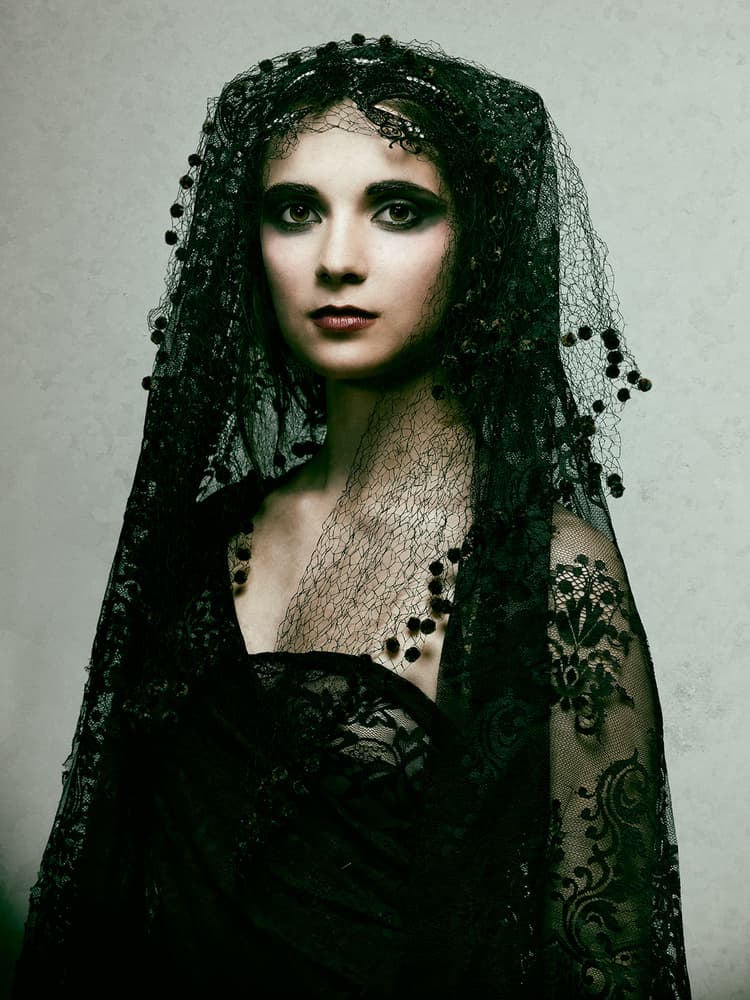 Mysterious Veiled Woman by Joan Gil Raga — canvas wall art