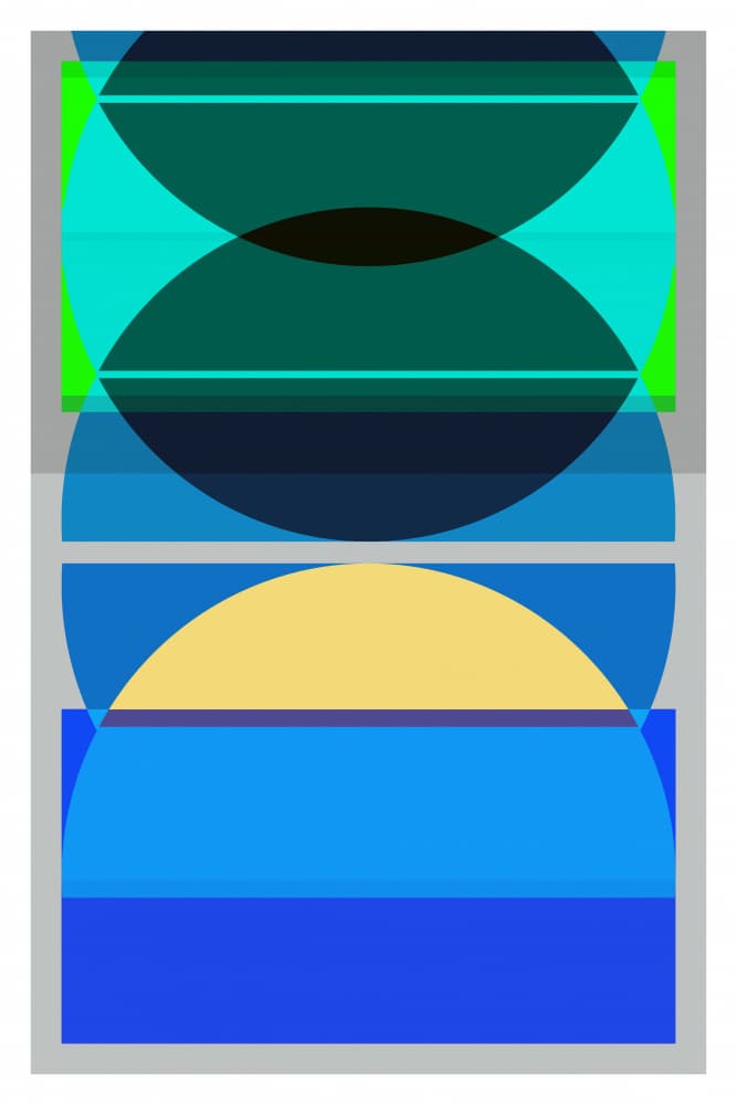 Geometric Blue Yellow Layers by cartissi — canvas wall art