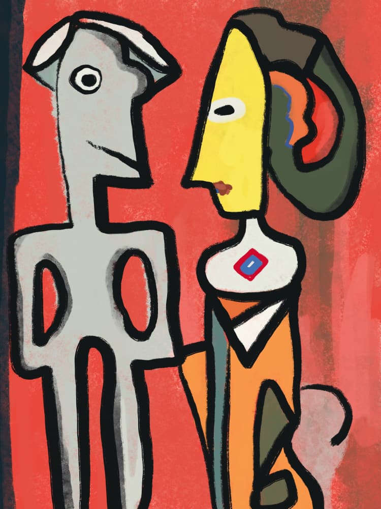 Abstract Couple Portrait by Little Dean — canvas wall art