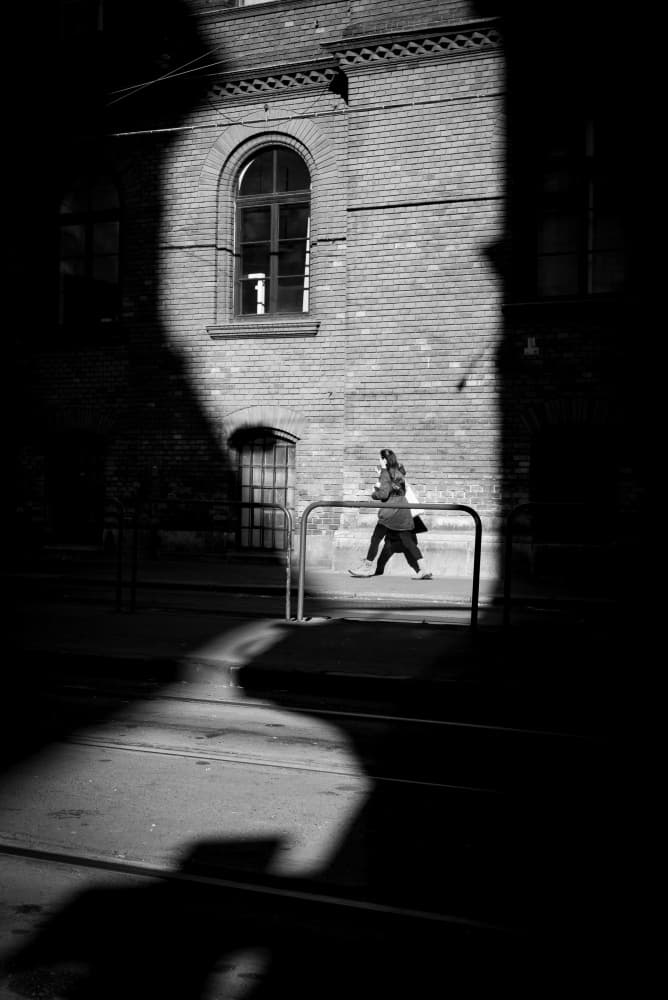 Street Shadow Stroll by Tamas Dragon — canvas wall art