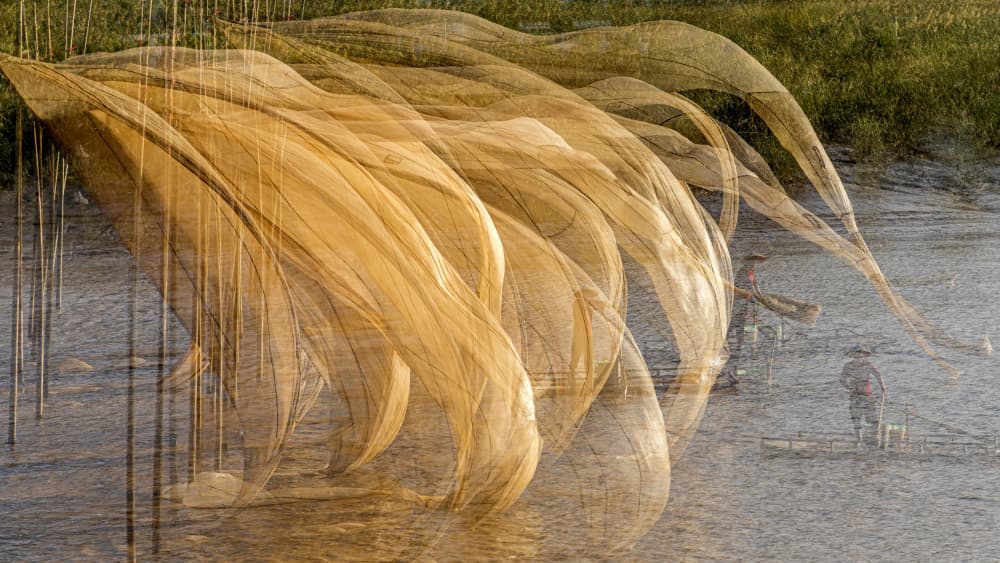 Golden Fishing Nets by Susan Moss — canvas wall art