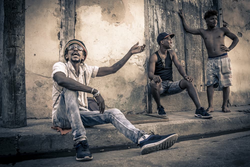 Street Friends Conversation by Eyal Alcalay — canvas wall art