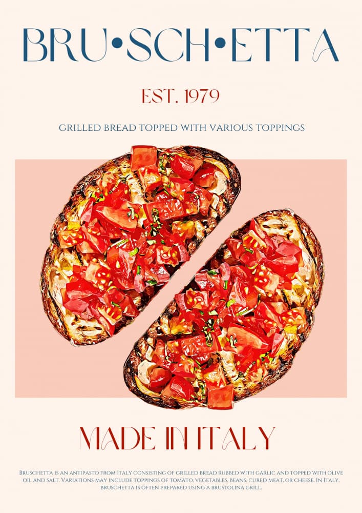 Fresh Italian Bruschetta by Nazma Khokhar — canvas wall art