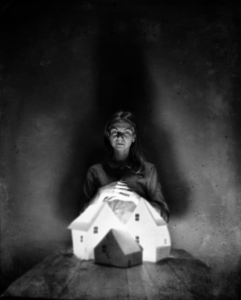 Woman and Glowing House by Yaroslav Vasiliev-Apostol — canvas wall art
