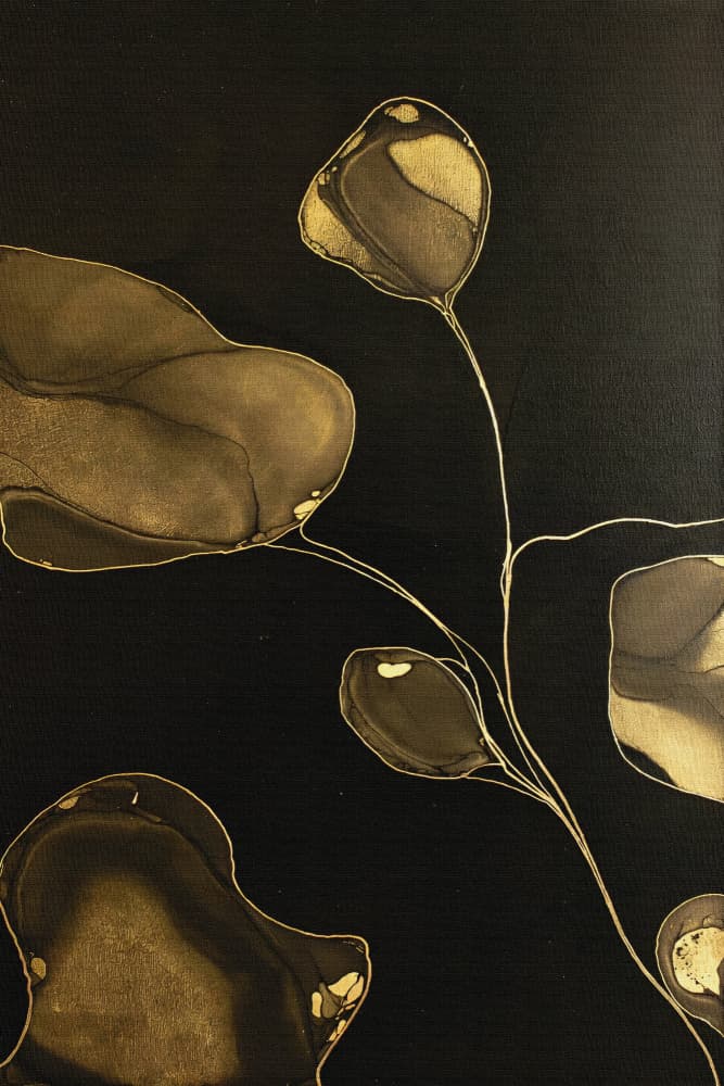 Black and Gold Botanicals by Miguel Bruzual — canvas wall art