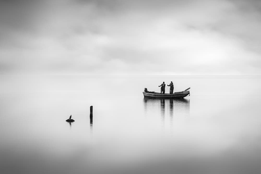 Two Figures Misty Water by George Digalakis — canvas wall art