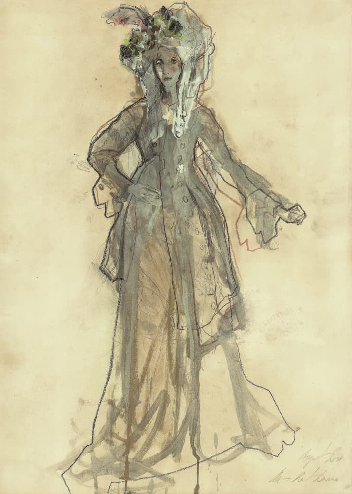 Elegant Costume Sketch by Ute Rathmann — canvas wall art