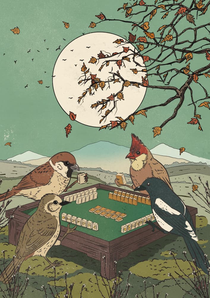 Autumn Mahjong Game by Nicholas — canvas wall art