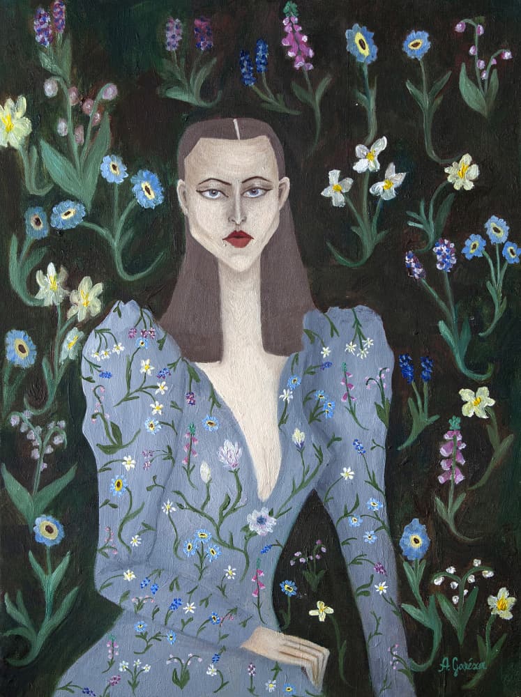 Elegant Woman Wildflowers by Christina Misuro — canvas wall art