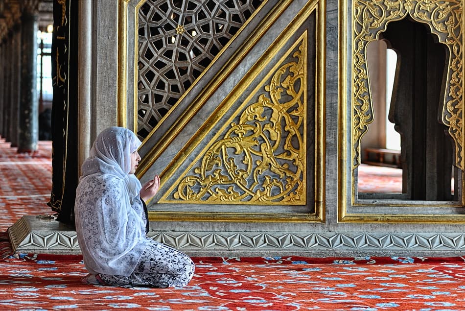 Devotion in Ornate Mosque by Izidor Gasperlin — canvas wall art